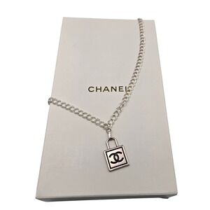 Chanel Charm on Chain Silver Pendant  Necklace AUTHENTIC